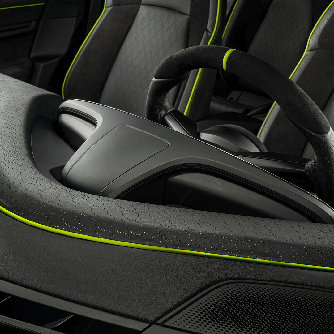 Custom leather and stitching interior detailing by Heinz Performance
