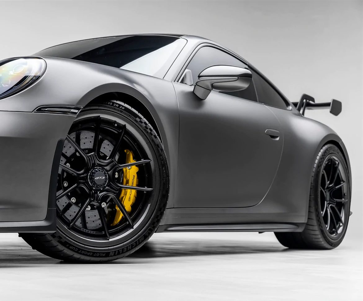 Concave deep dish wheel by Heinz Performance Gloss black concave deep dish wheel on a luxury coupe by Heinz Performance