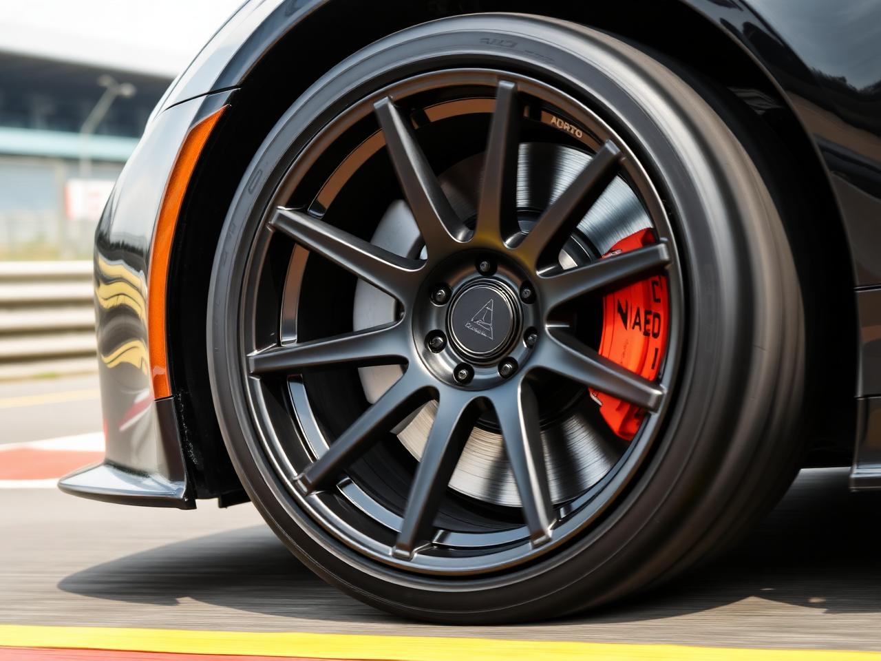 Lightweight track wheel by Heinz Performance Lightweight track wheel on a circuit prepared car by Heinz Performance